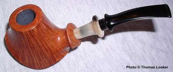 Freehand Volcano, with horn ferule, 2003.  A pivotal pipe in the development of several new Tokutomi forms.