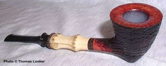 Ring-grain sandblast Dublin, with bamboo and palm wood inlay and ring, 2003