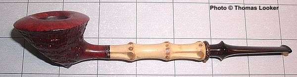 Sandblast freehand squat Dublin, with bamboo and palm wood ring and inlay, 2003