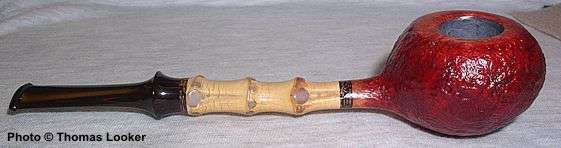 Sandblast squat apple (tomato) with bamboo and palm wood inlays, 2004