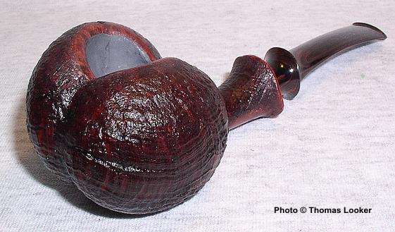 Sandblast freehand based on Micke's "Erotic" pipe, 2004.  (See SPC 105 for smooth version, with bamboo. )