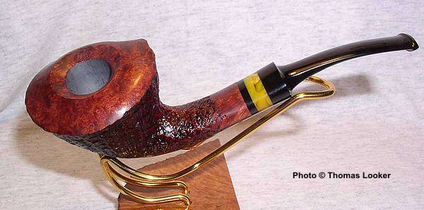 Sandblast freehand Dublin with amber inlay and twisted shank, 2004
