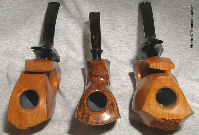 Left and Right: Giant Horn, Giant Manta (2006) - Center: "Squashed Horn" (2005)